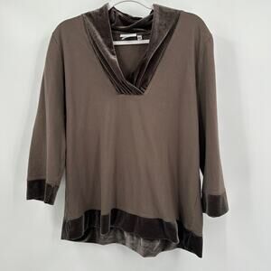 Hot Cotton Womens Top Size XL Velvet Trim Vintage Artsy‎ Fall Layering